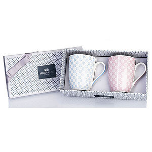 Emily Bone China Mug Pair  Pink  Blue