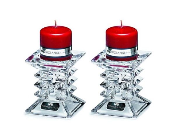 Ziggy Pillar Candle Holders Pair - Red