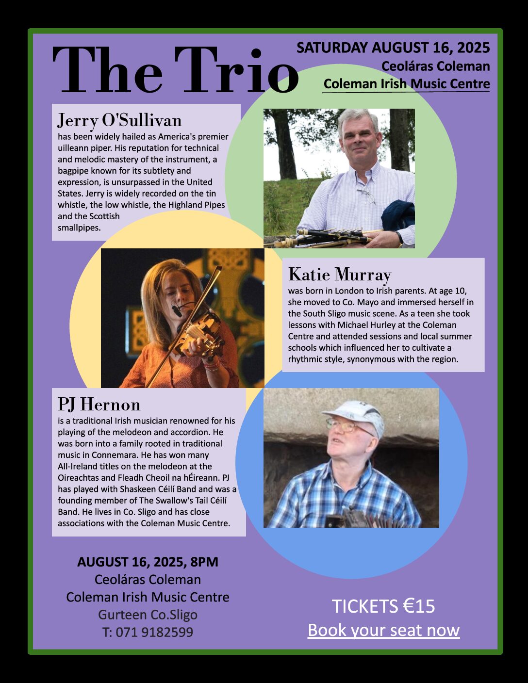 [:en]Jerry O'Sullivan, Katie Murray & PJ Hernon - Sat, 16th August 2025 @ 8pm[:]